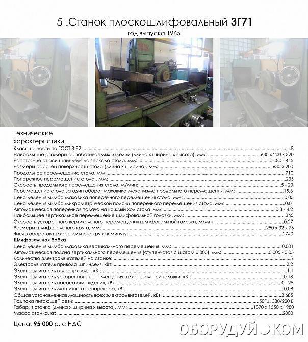 Плоскошлифовальный станок 3г71: технические характеристики, паспорт