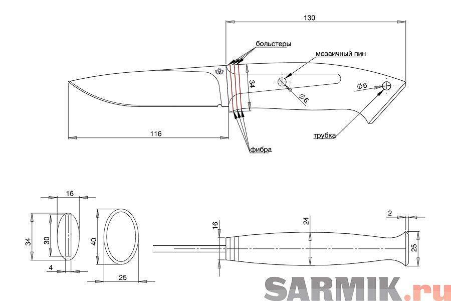 Чертеж рукояти ножа - 91 фото