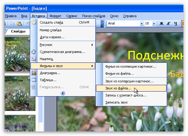 Можно ли добавить звук в презентацию powerpoint